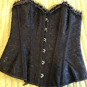 NWOT Black lace and rhinestone corset shapewear